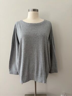 Eileen Fisher Organic Recycled Cotton Boxy High Low Sweatshirt Gray L Minimalist